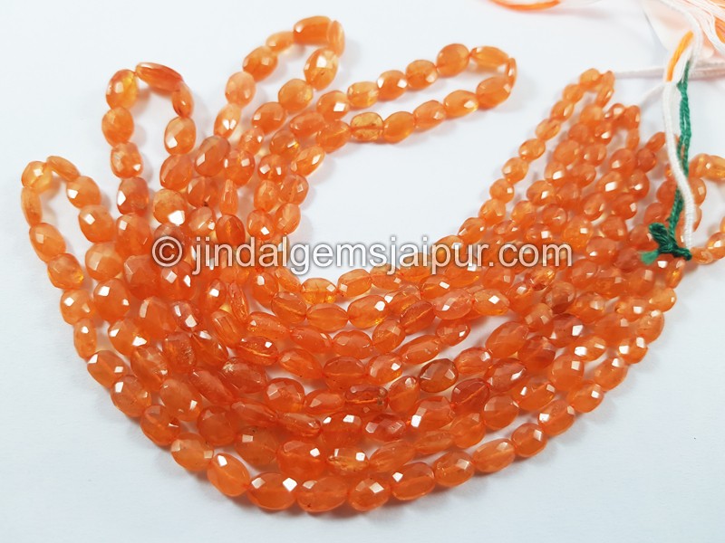 Mandarin Garnet Faceted Oval Beads